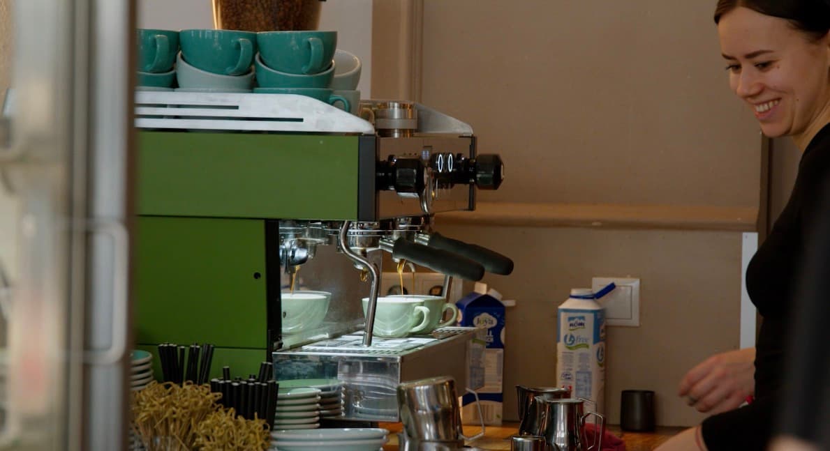 Espresso being pulled at a Vienna café