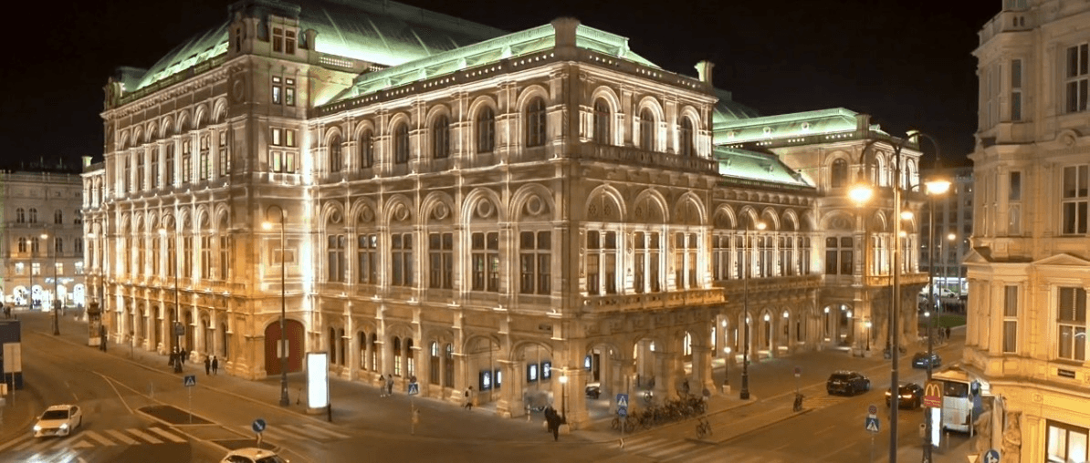 Vienna State Opera House illuminated at night